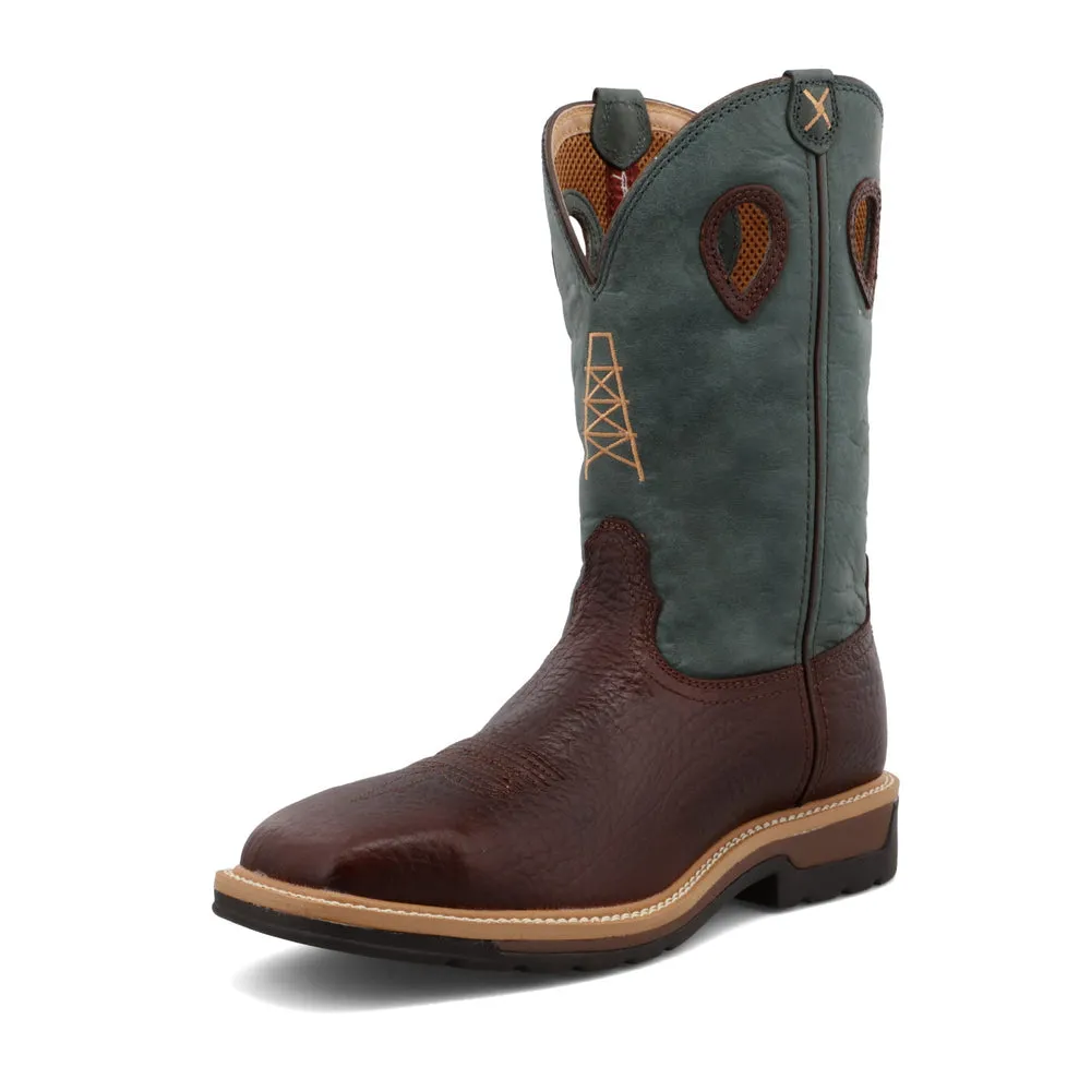 Twisted X 12″ Western Work Boot Oiled Cognac / Blue